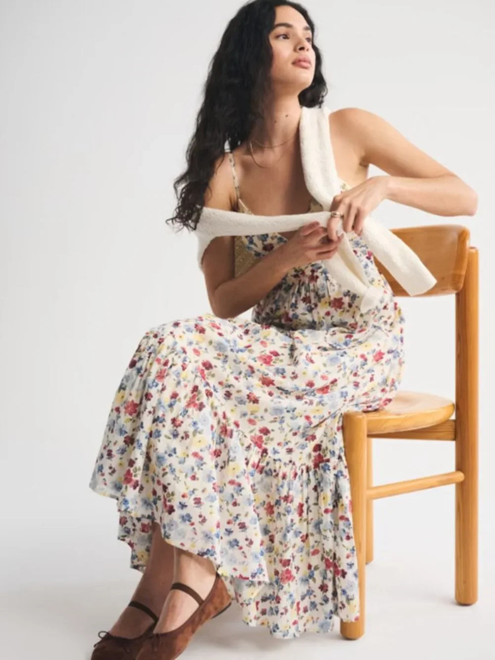 Abercrombie & Fitch Cream Floral Maxi Dress